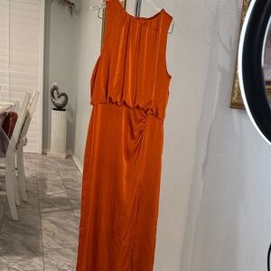 Chic Sleeveless Orange Maxi Dress